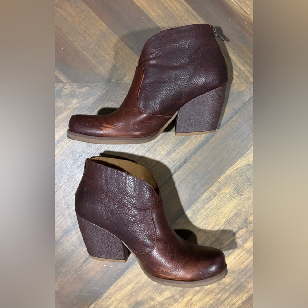 Korks Leather Rich Brown Heeled Ankle Boot | Women’s 9.5 - Picture 7 of 10